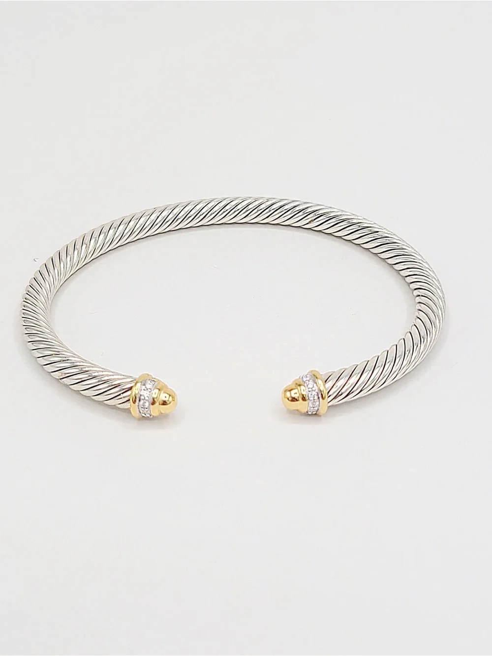 David Yurman Classic Cable Bracelet With Diamonds and Gold Dome , 5mm - Picture 4 of 8
